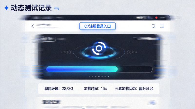 C7注册登录入口动态主图 - 展示C7官网首页顶部导航与注册登录入口按钮位置的界面示意图